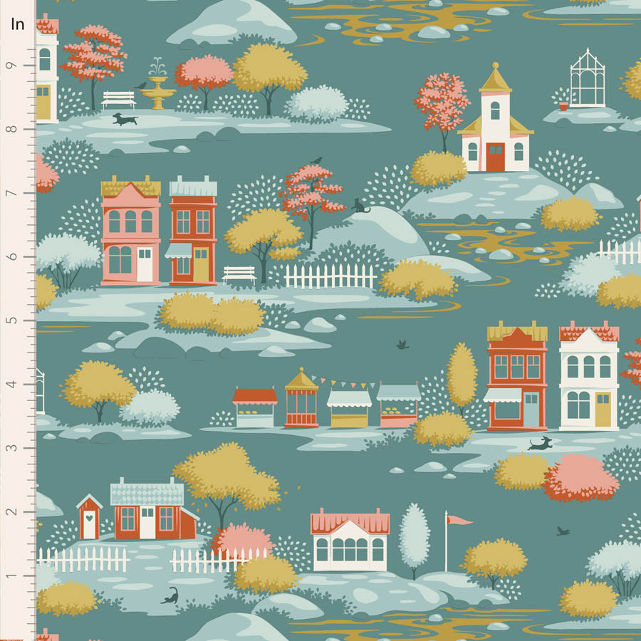 Village Life - Village in Teal