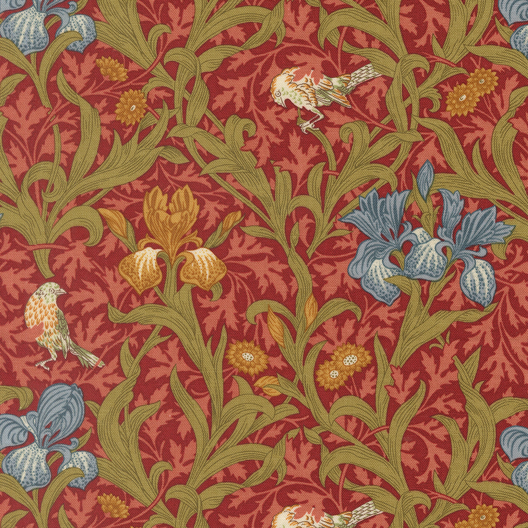 Morris Muse - Iris Florals Birds in Russet