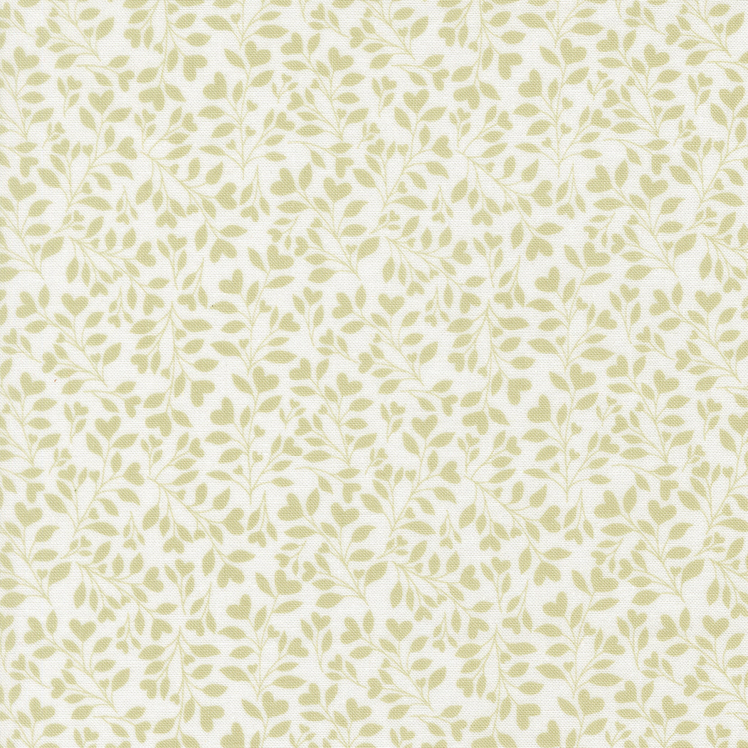 Abide - Hearts and Leaves in Linen White Light Green