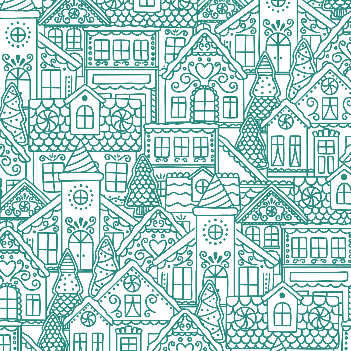 Jolly Tidings - Gingerbread Village in Turquoise