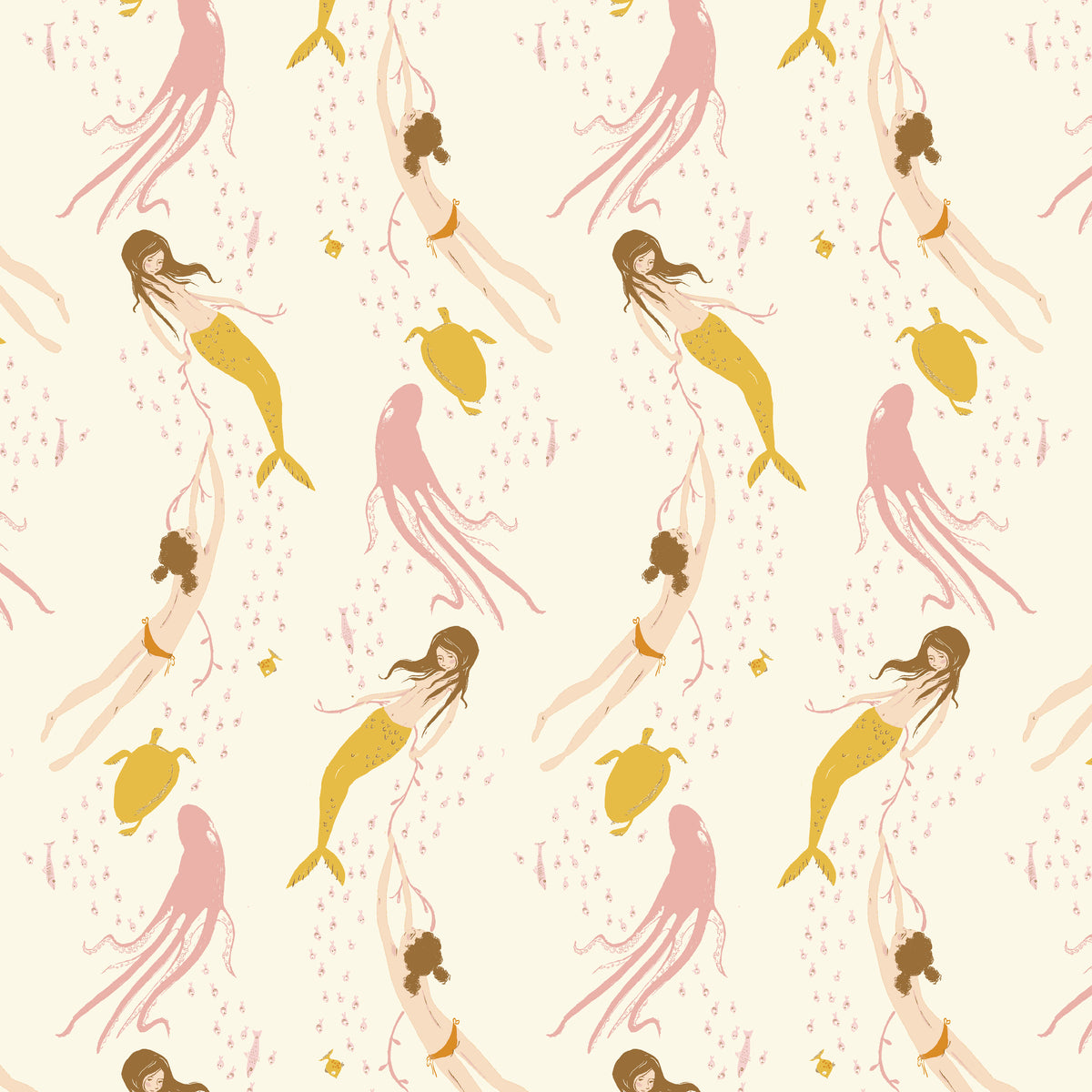 Heather Ross Favorites - Underwater Sisters in Blush-Pink