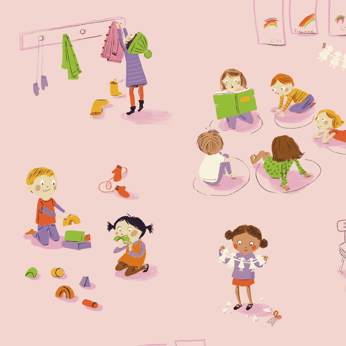 Heather Ross Favorites - Kindergarten in Pink