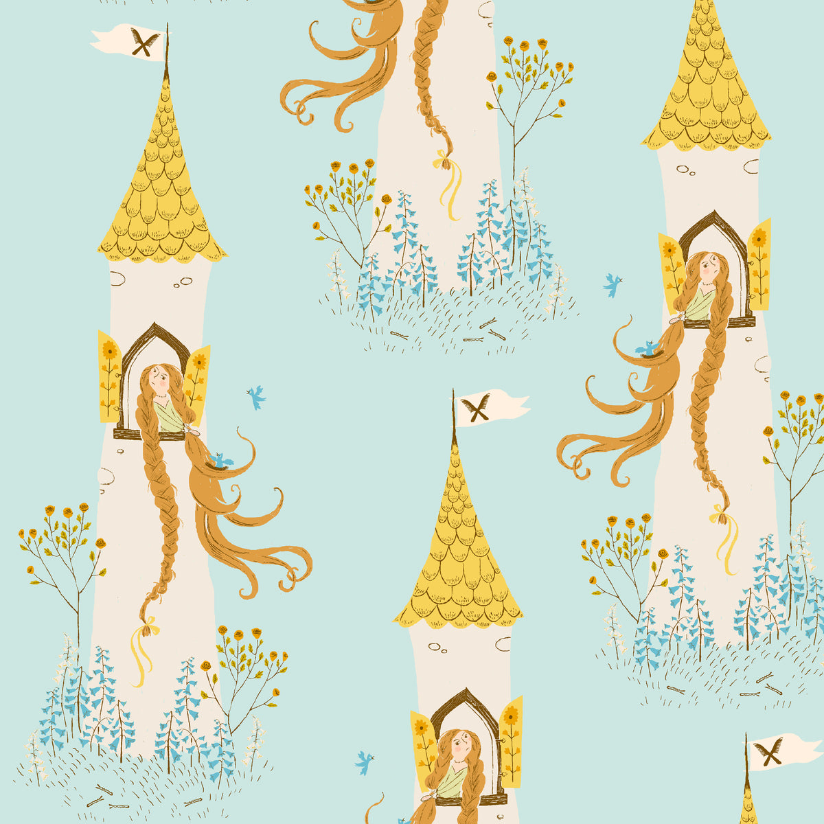 Heather Ross Favorites - Rapunzel in Aqua