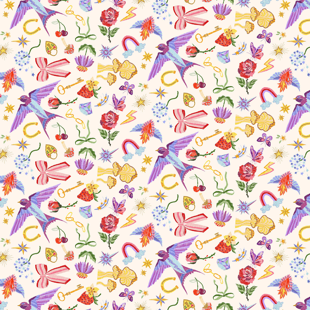 Once Upon a Charm - Embroidered in Cream