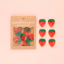 Load image into Gallery viewer, Sarah Hearts - Strawberry Large 1" Buttons
