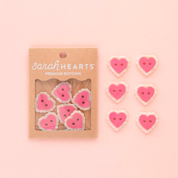 Sarah Hearts - Pink Sweet Heart Large 1" Buttons