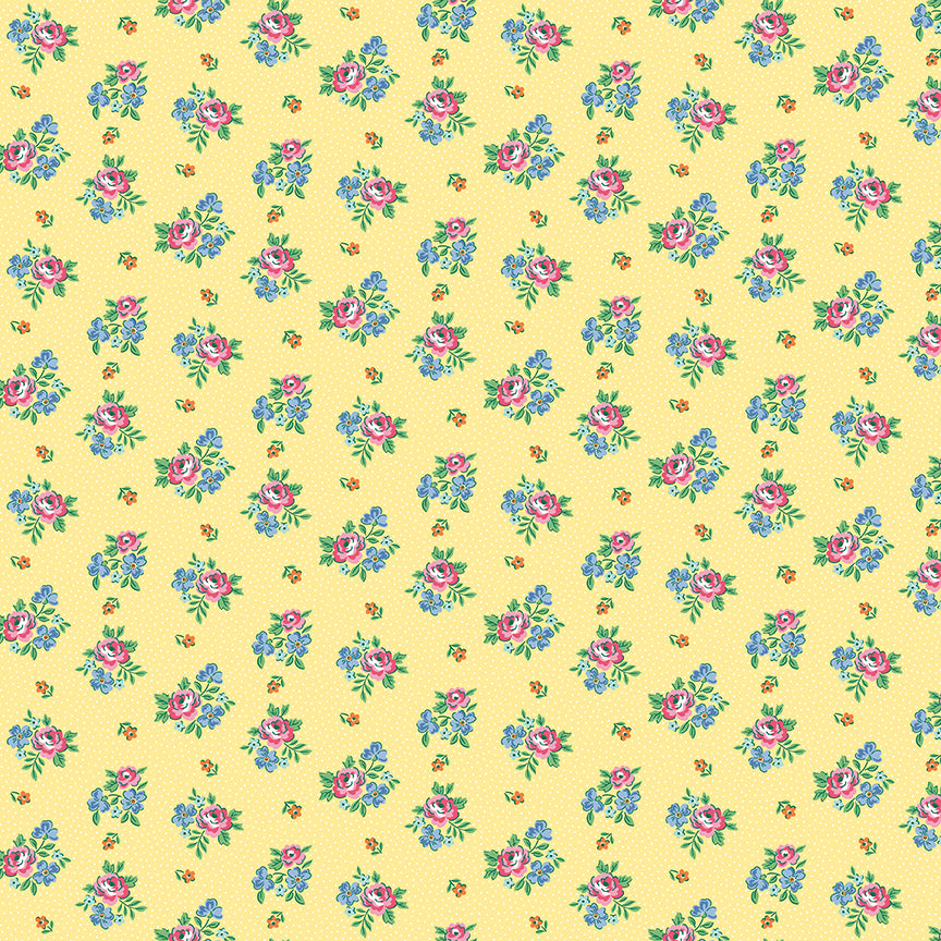 Traditional 30s - Scattered Floral in Yellow
