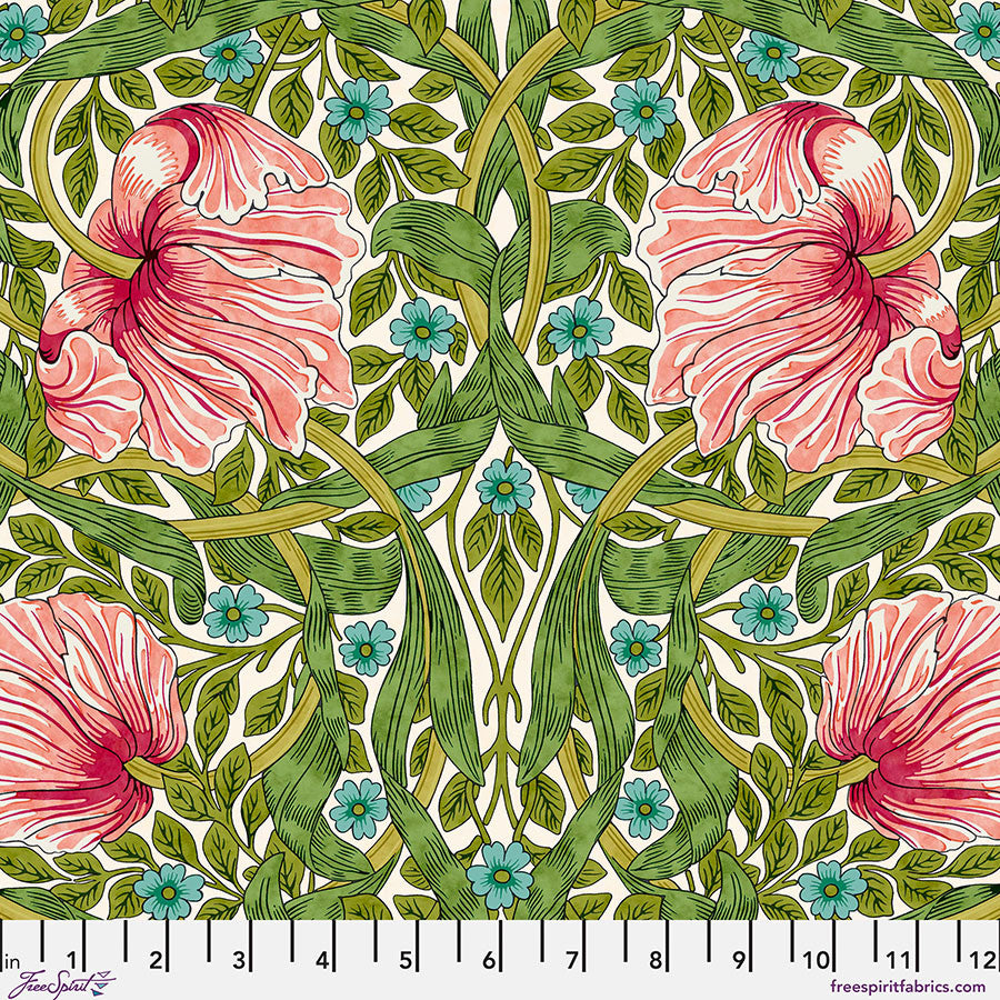 Bedford Park Cotton Lawn - Pimpernel in Green