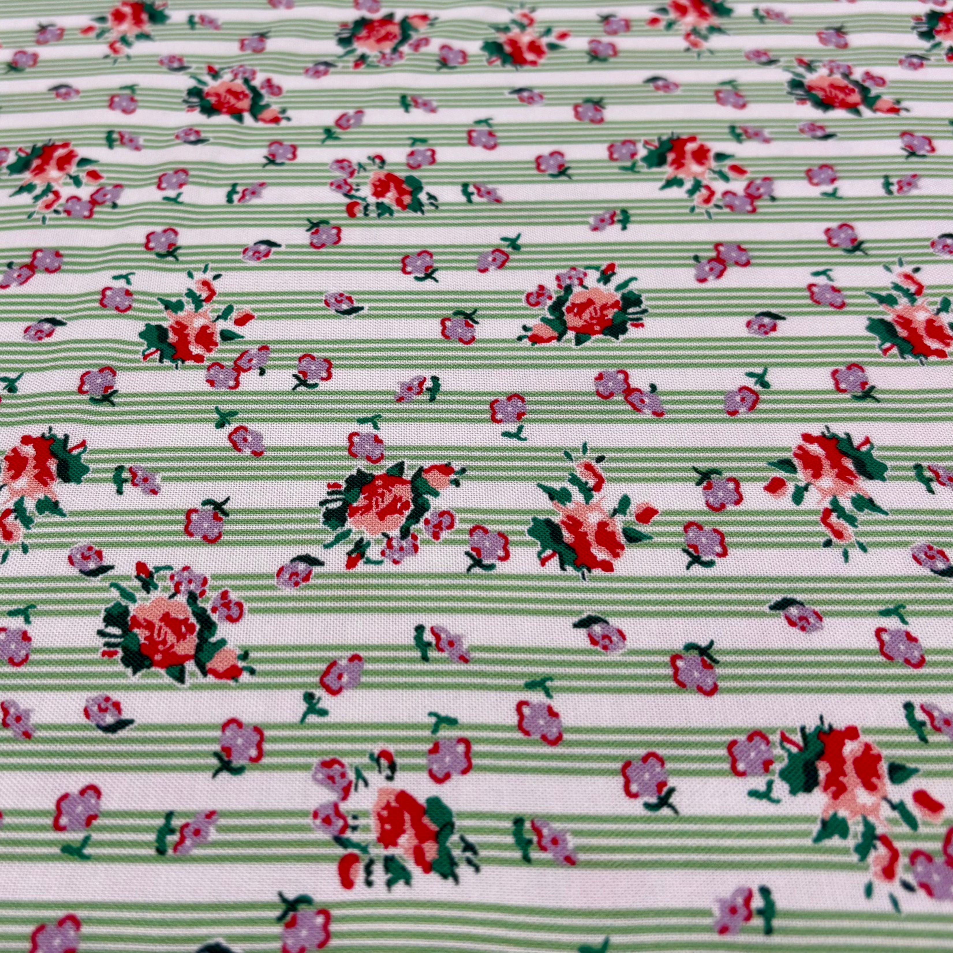 Momnson - Roses on Green Stripes