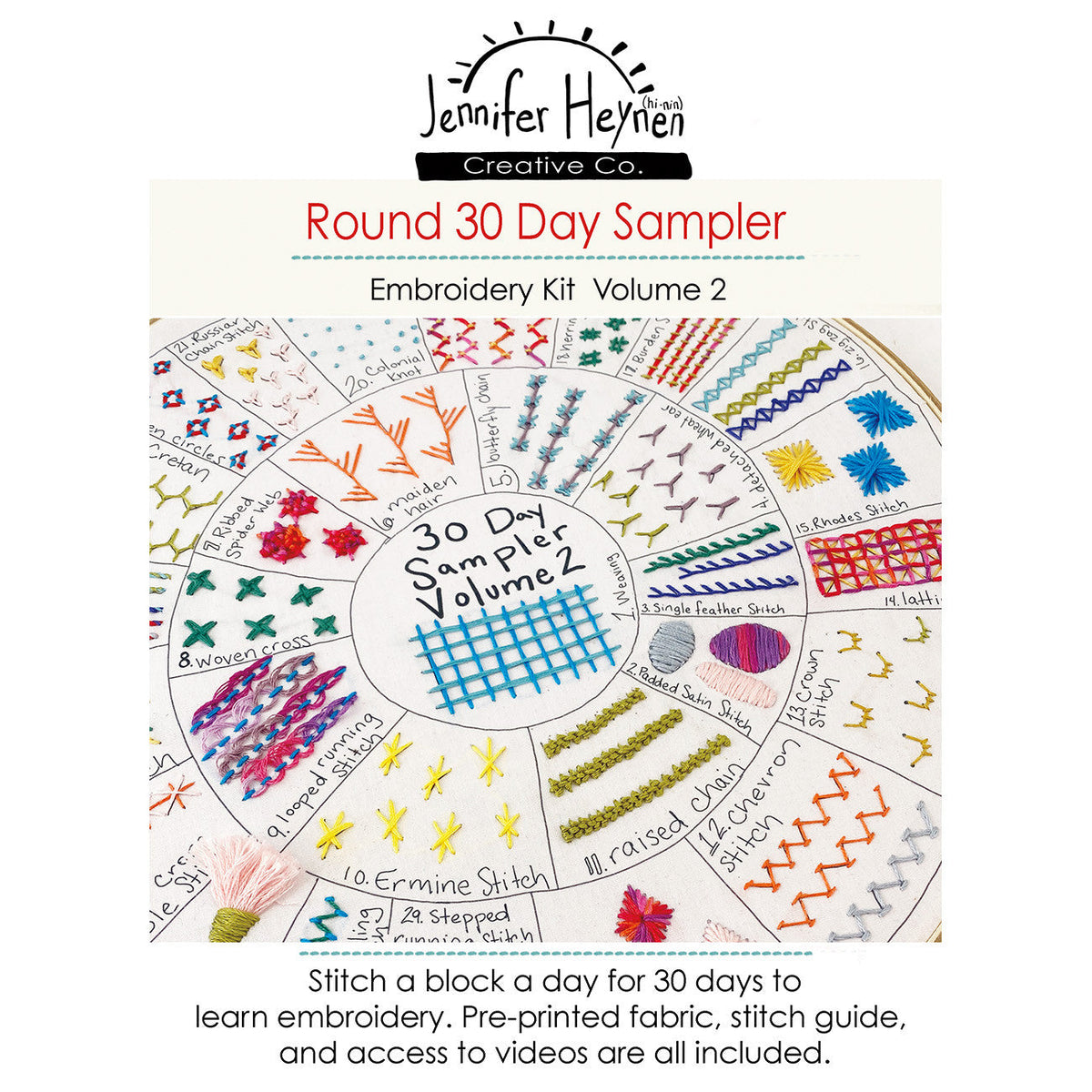 Round 30 Day Sampler Embroidery Class - Volume 2