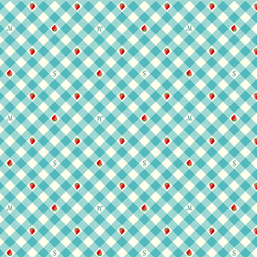 Margaret and Sophie Love Strawberry- Gingham in Blue