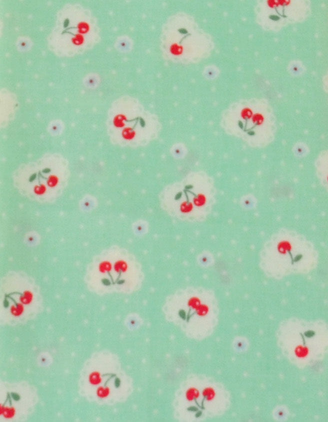 Atsuko Matsuyama - Cherries on Heart Doilies in Green