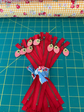 Load image into Gallery viewer, Red Zipper w/Strawberry Charm 8”
