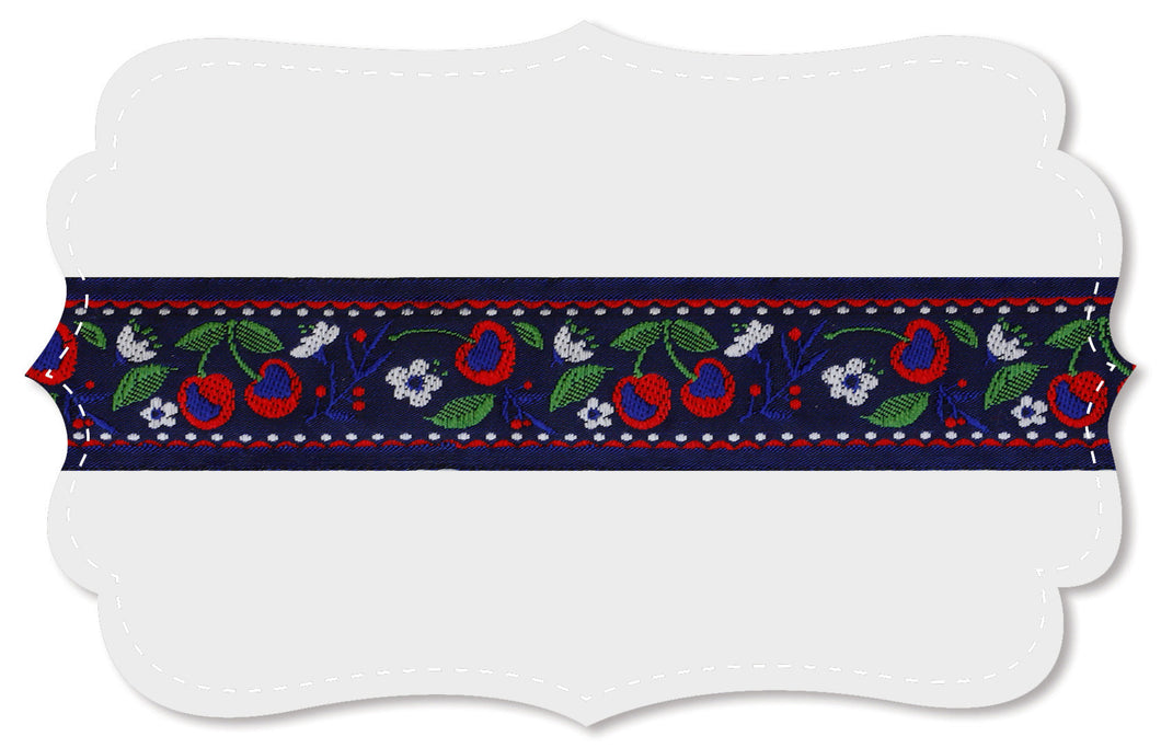Kafka Ribbon - Cherries Denim and Red