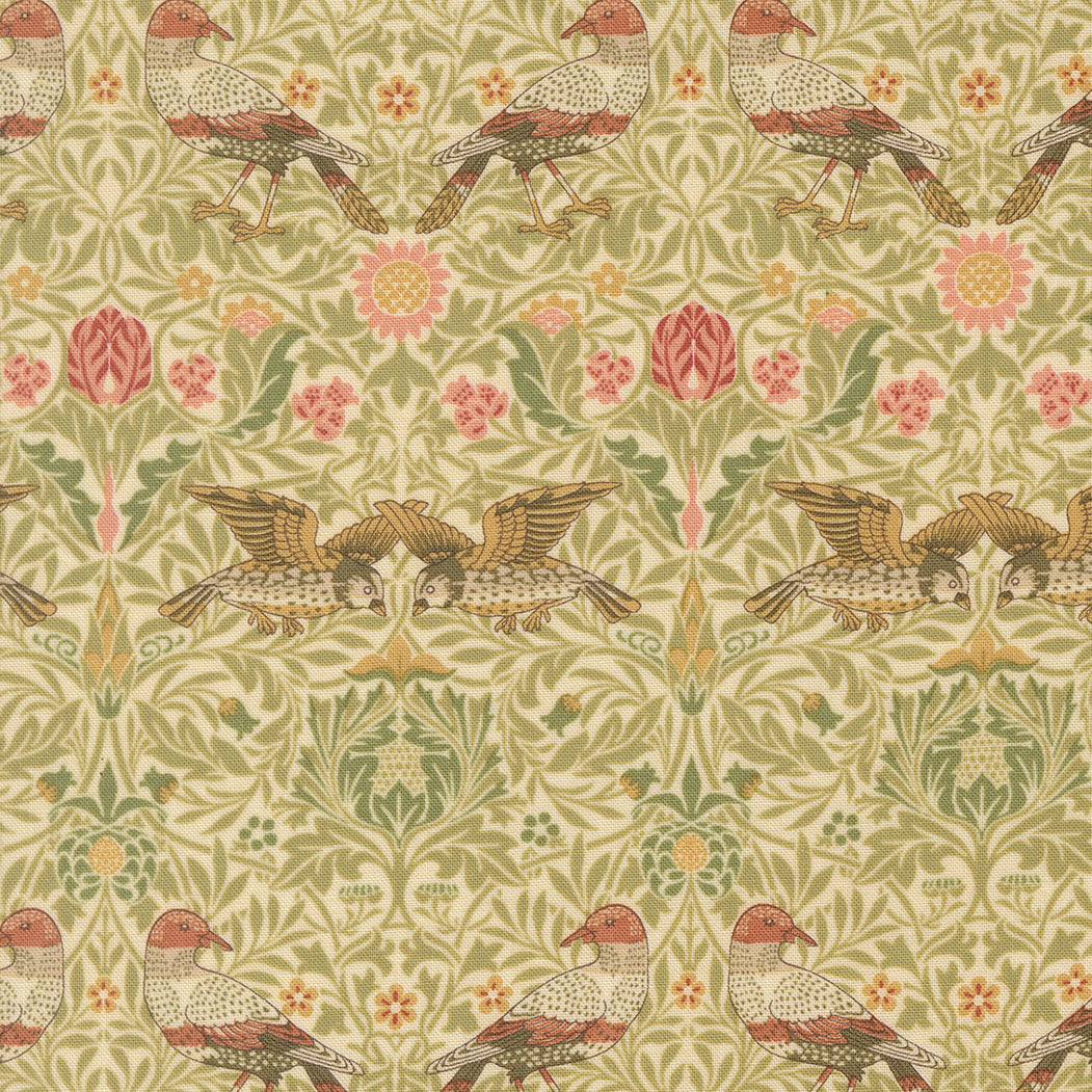 Morris Muse - Birds Damask in Parchment