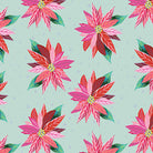 Magical Season - Painterly Poinsettia in Light Turquoise