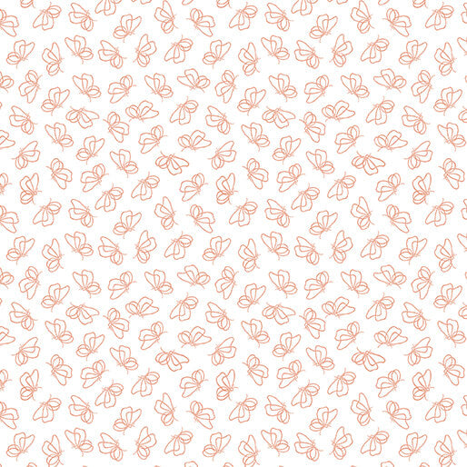 Montgomery: Mountain Charm - Flutter By in Peach on White