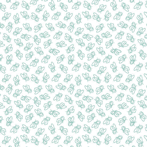 Montgomery: Mountain Charm - Flutter By in Teal on White