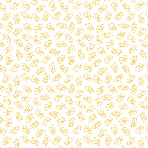 Montgomery: Mountain Charm - Flutter By in Maize on White