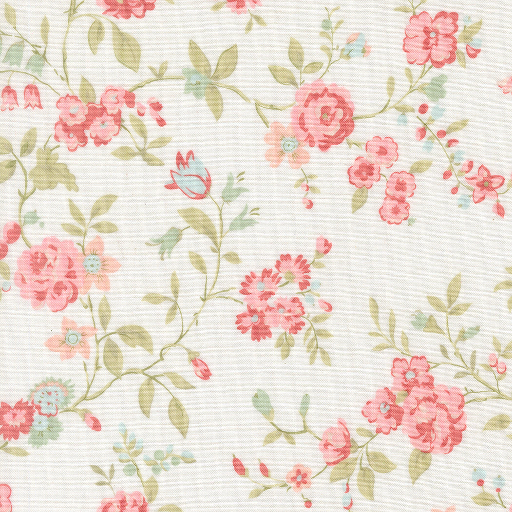 Abide - Main Floral in Linen White