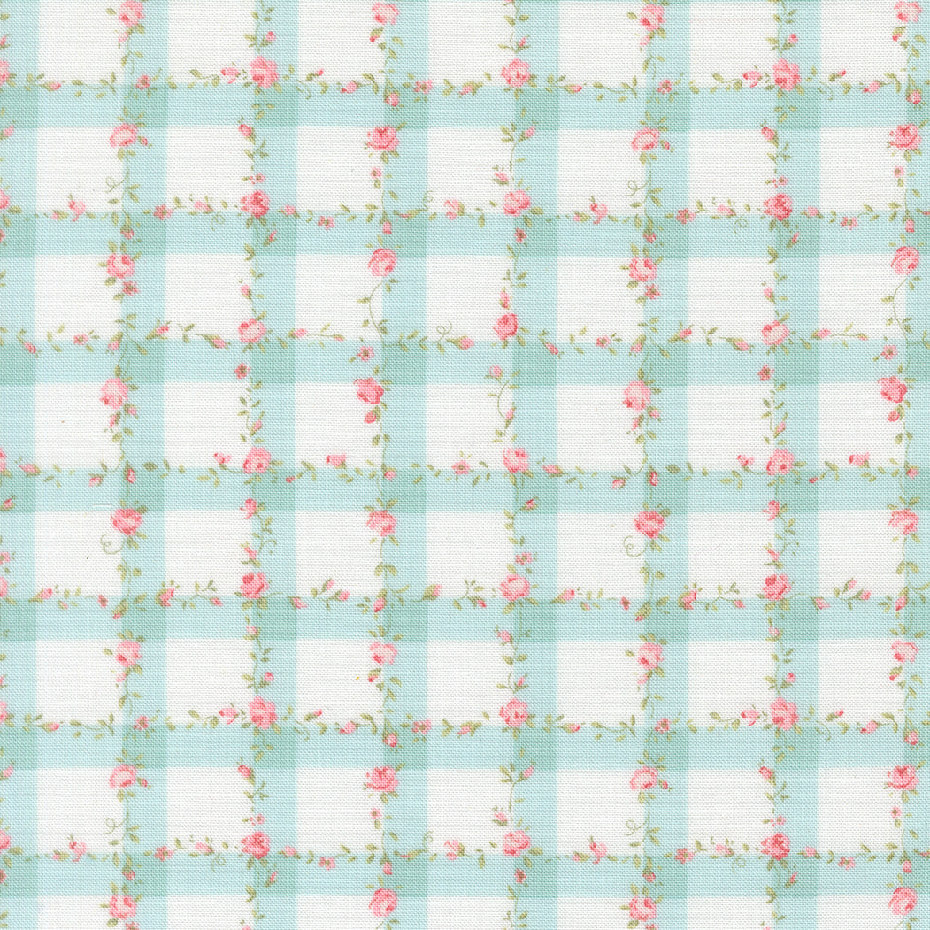Abide - Floral Gingham in Light Blue