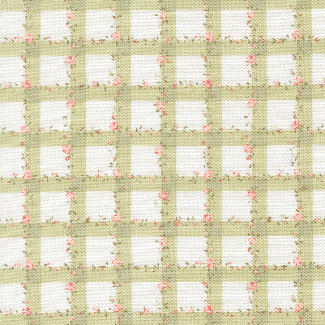 Abide - Floral Gingham in Light Green