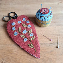 Load image into Gallery viewer, Wool Felt Craft Kit- Embroidered Scissors Pouch and Mini Pincushion
