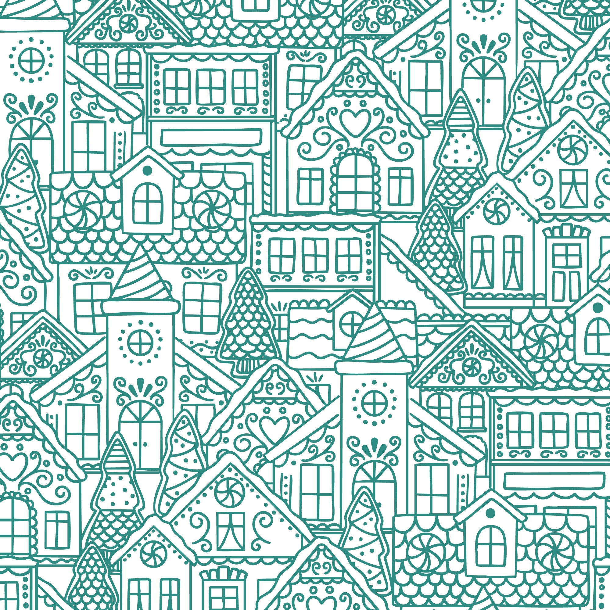 Jolly Tidings - Gingerbread Village in Turquoise