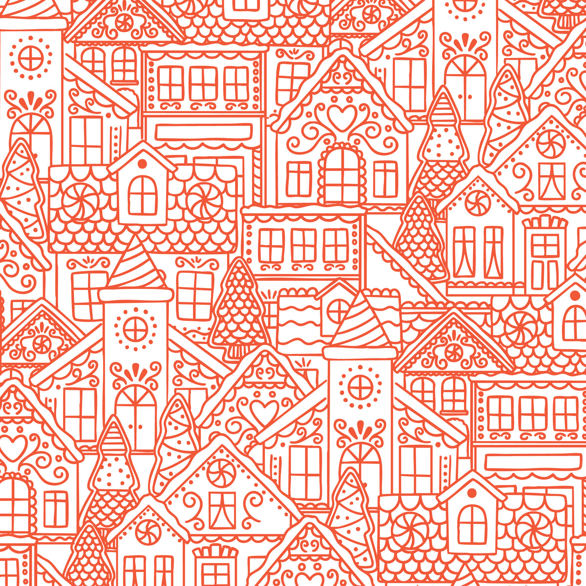 Jolly Tidings - Gingerbread Village in Red