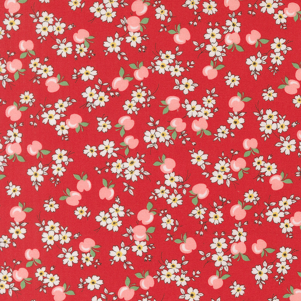 30s Playtime 2025 - Apple Blossom Florals in Scarlet