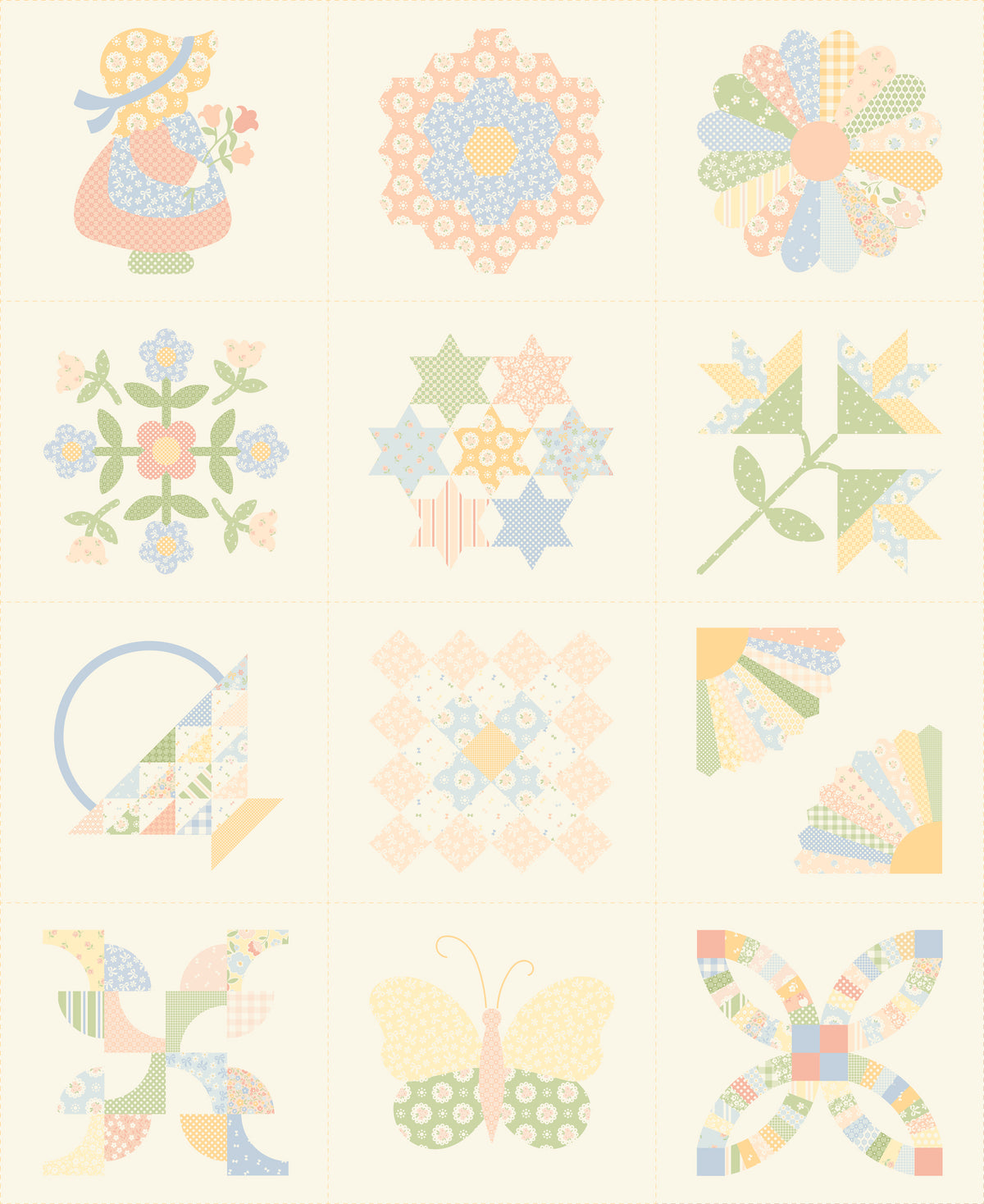 Handmade Sweetness Quilt Blocks Panel 36" x 44"