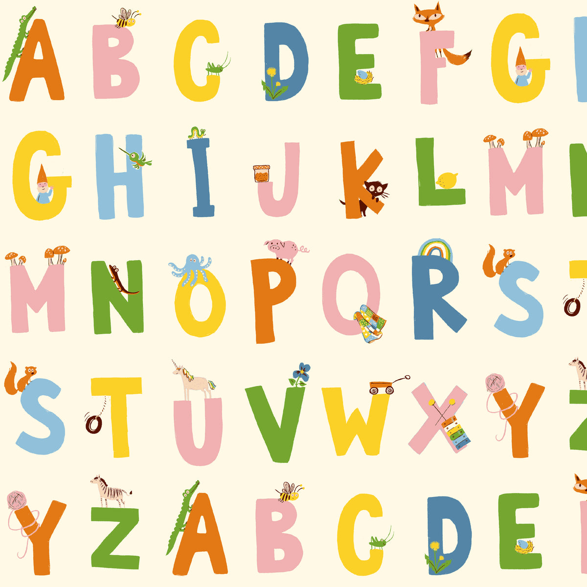 Heather Ross Favorites - Alphabet in Cream
