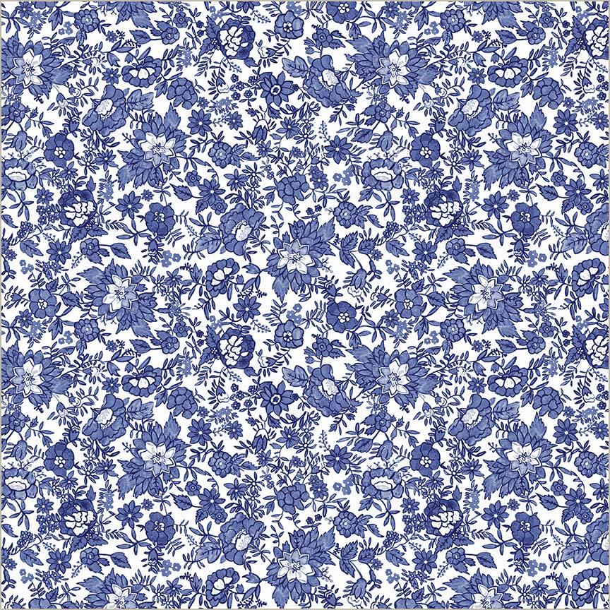 China Blue - Flower Bed in White