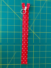 Load image into Gallery viewer, Red Polka Dot Zipper 8”
