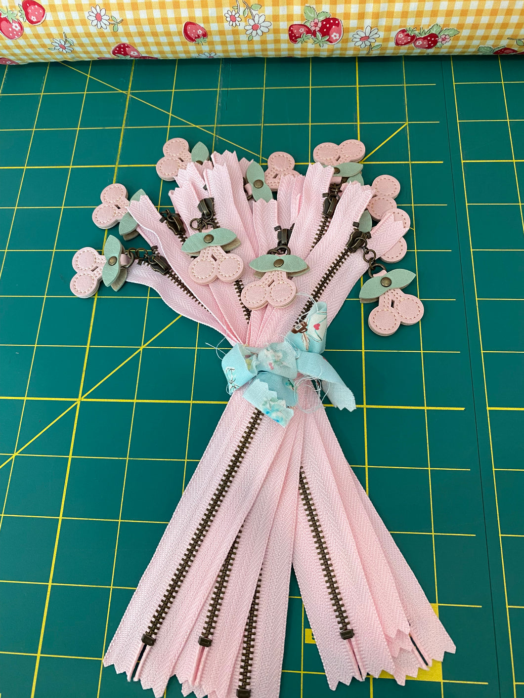 Pink Zipper w/Cherry Charm 8”