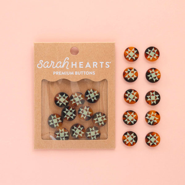 Sarah Hearts - Quilt Star Small 5/8" Buttons