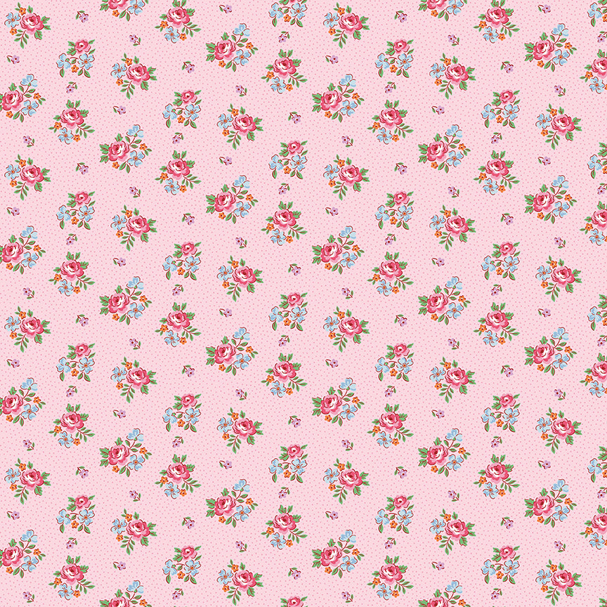 Traditional 30s - Scattered Floral in Pink