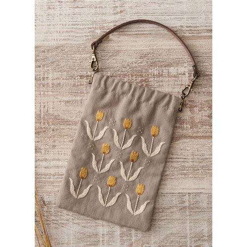 Cosmo Embroidered Bag Kit on Natural with Yellow Flowers