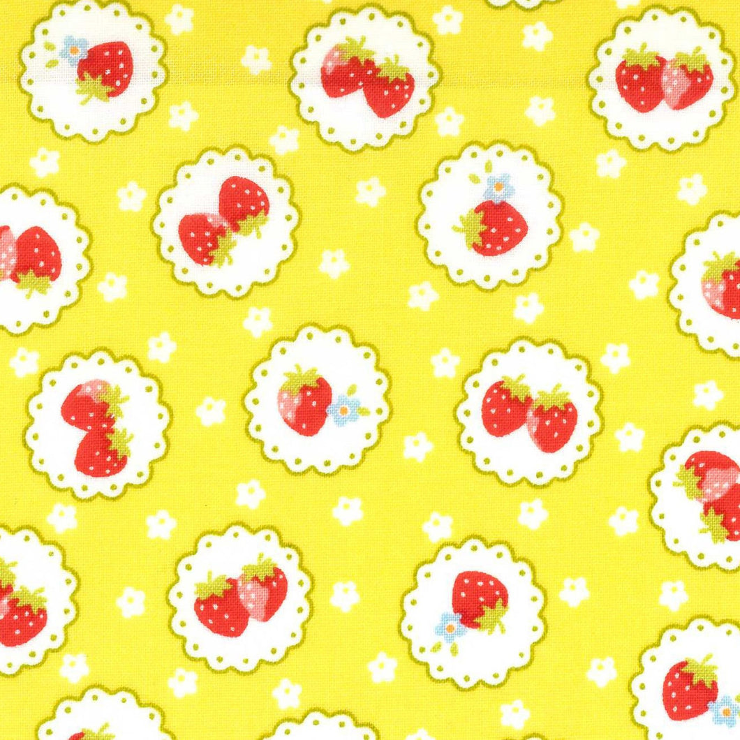 Happy Message - Strawberries on Lace in Yellow