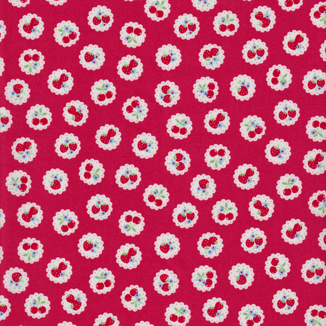 Happy Message - Berries on Doilies in Red