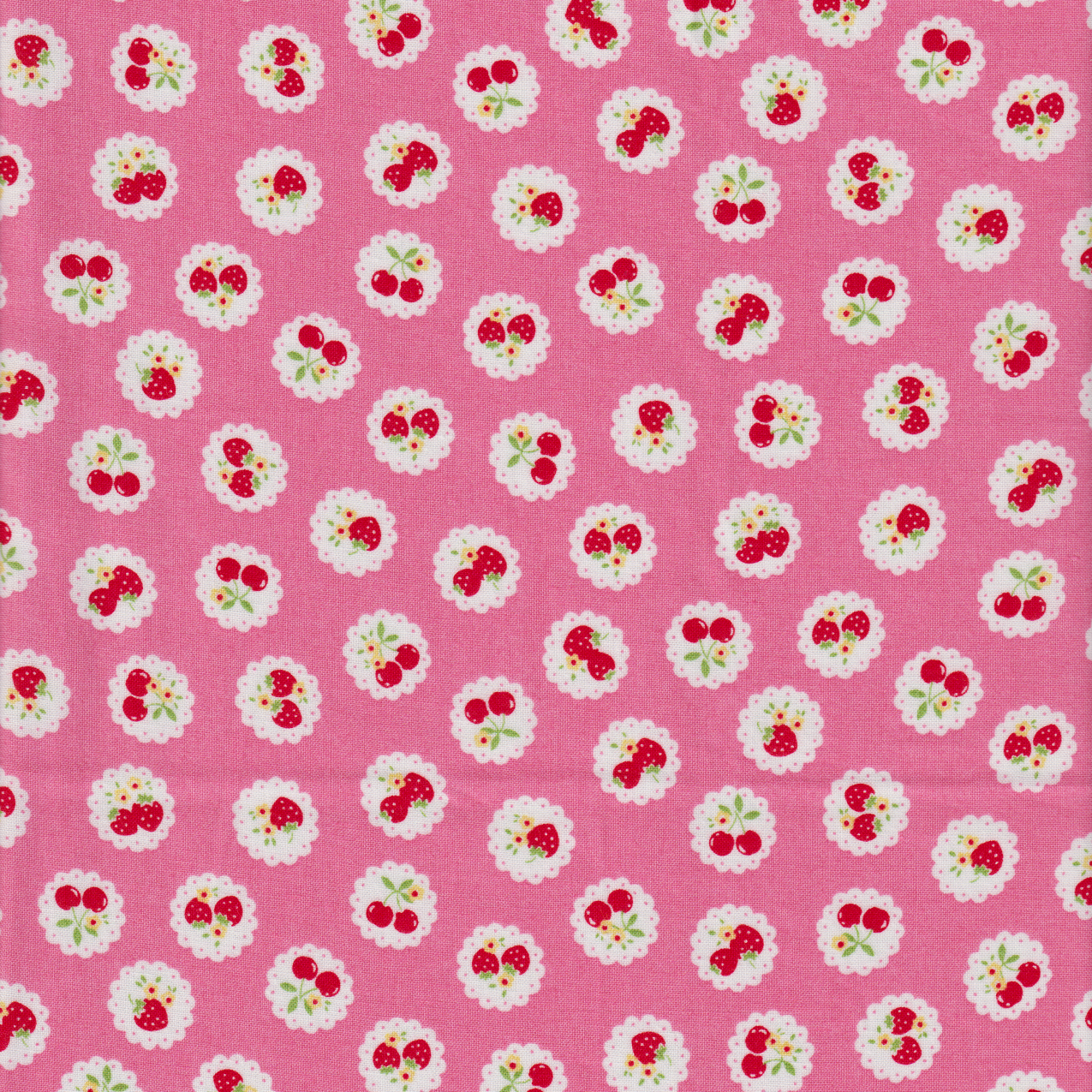 Happy Message - Berries on Doilies in Pink