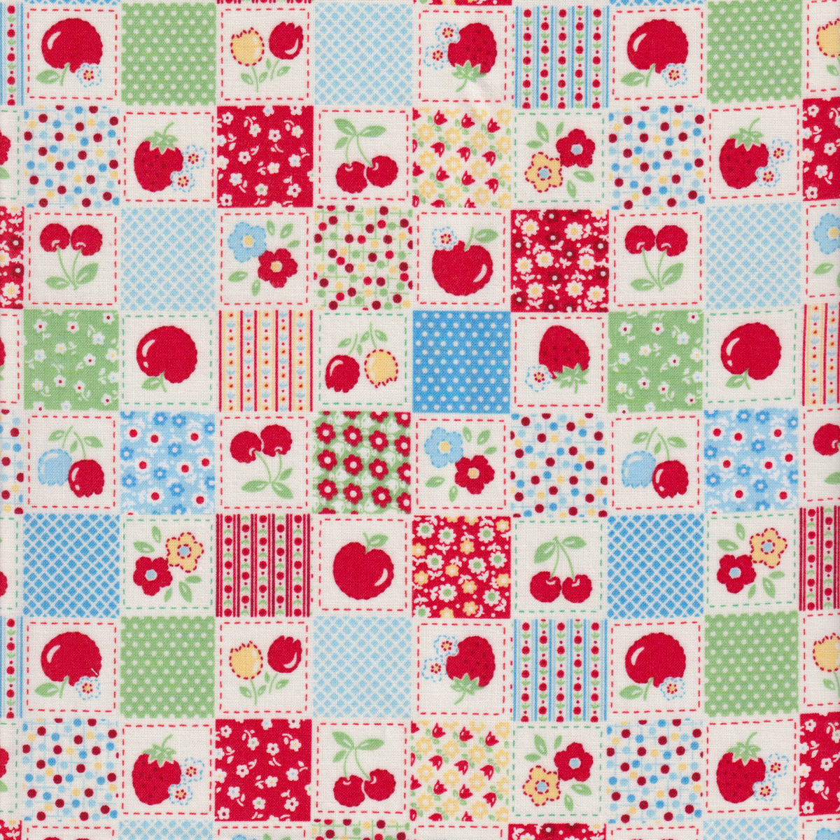 Happy Message - Small Square Patchwork in Red and Blue