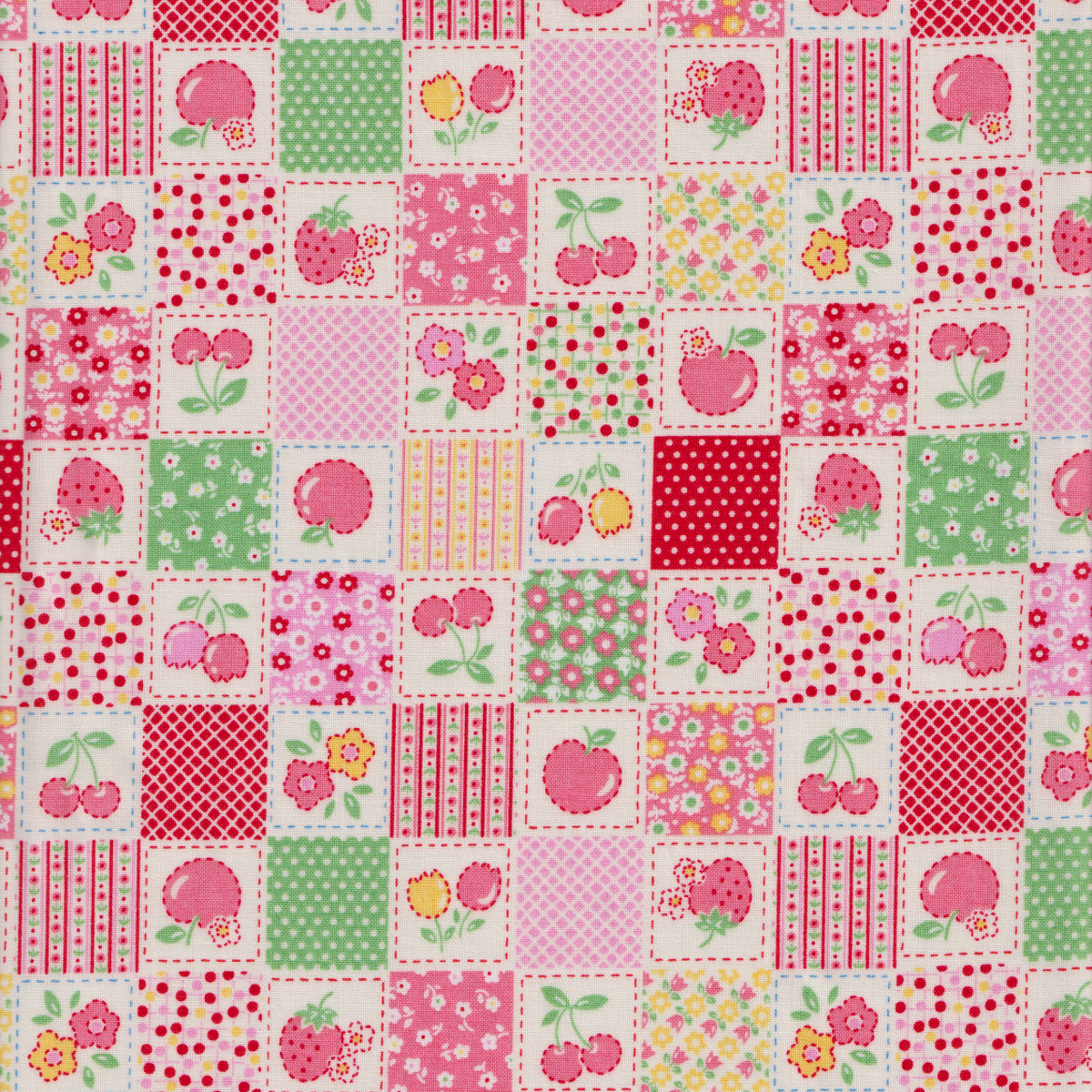 Happy Message - Small Square Patchwork in Pink and Green