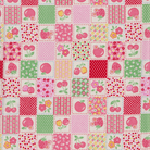 Happy Message - Small Square Patchwork in Pink and Green