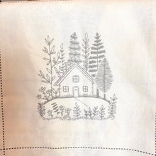 Load image into Gallery viewer, Cottage In the Woods Embroidery  - Pre-Printed Linen Embroidery Panel or Kit
