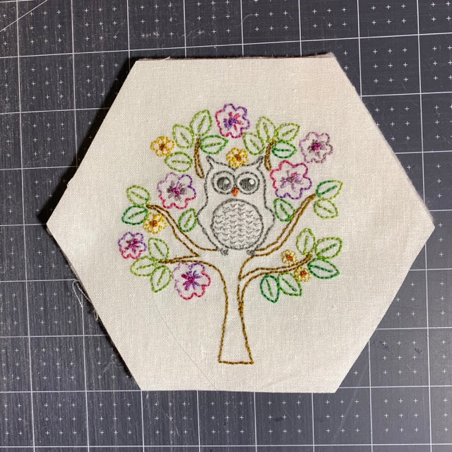 Owl in a Tree Embroidery  - Pre-Printed Linen Embroidery Panel or Kit