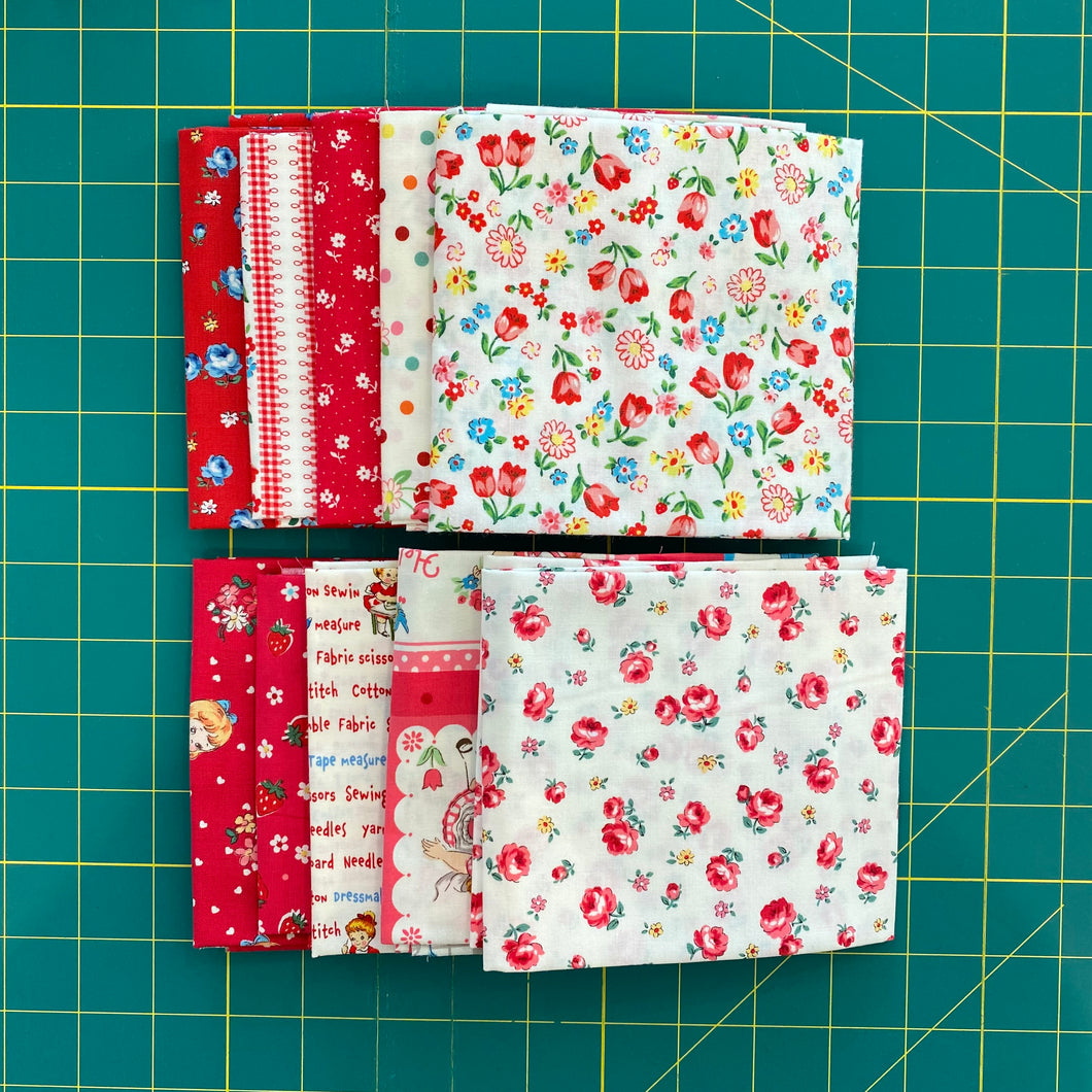 Atsuko Matsuyama - Fat Quarter Bundle Fall Aqua and Red 10