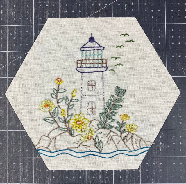 Lighthouse Embroidery  - Pre-Printed Linen Embroidery Panel or Kit