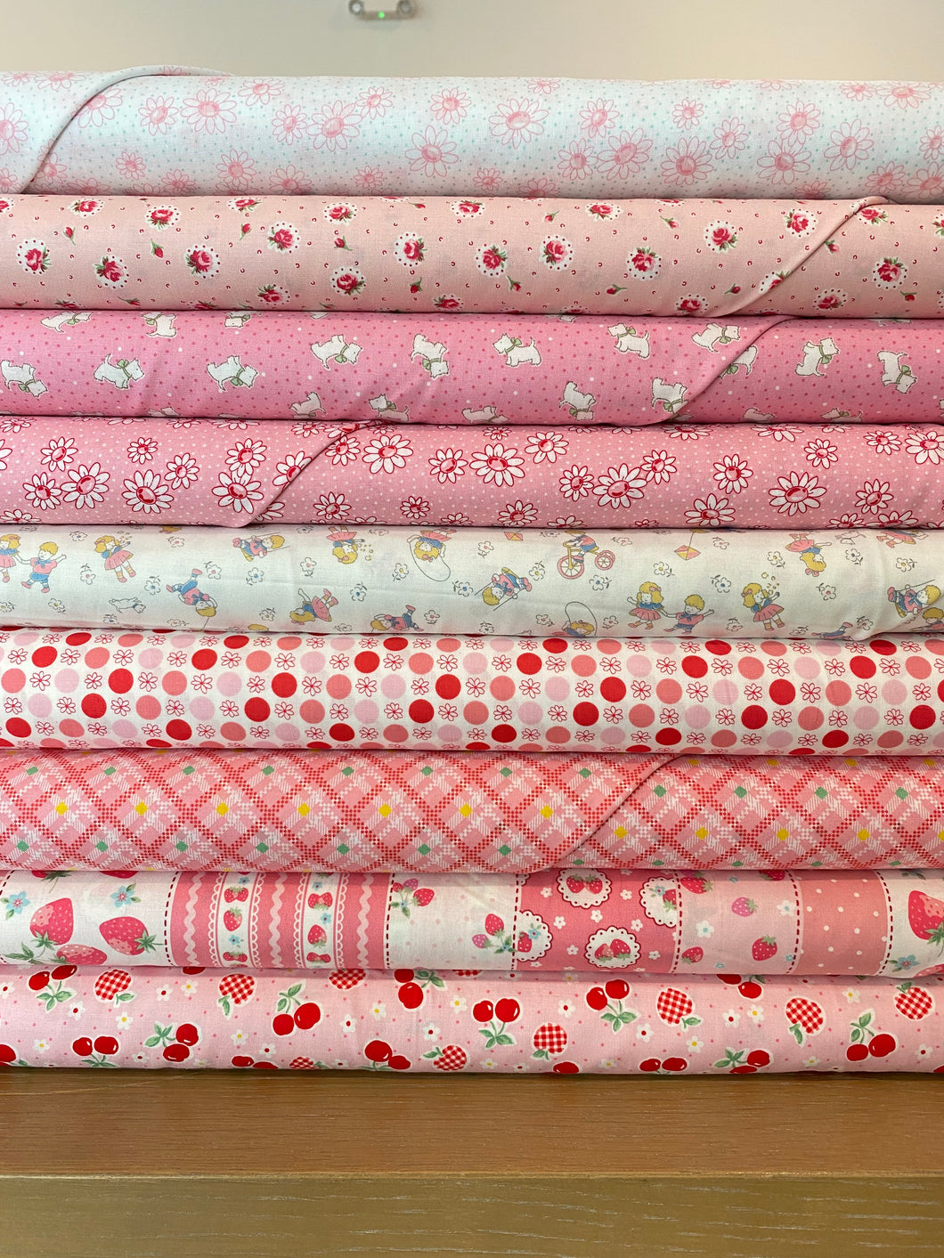 Happy Message Pink Fat Quarter Bundle of 9