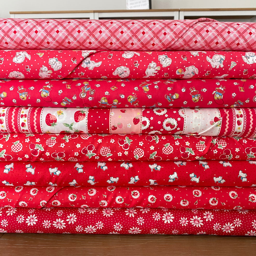 Happy Message Red Fat Quarter Bundle of 8